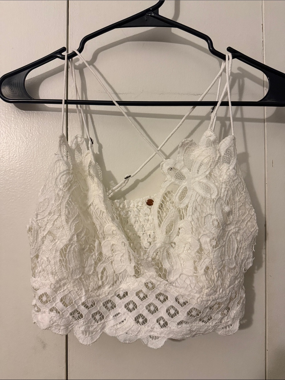 Free People White Lace Crochet Bralette Top